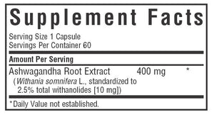 ASHWAGANDHA ROOT EXTRACT 60 VEGETABLE CAPSULES