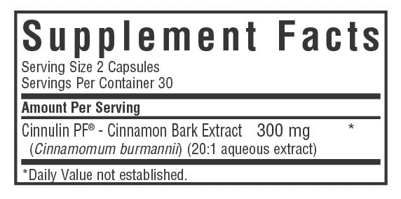 CINNULIN PF® CINNAMON BARK EXTRACT 60 VEGETABLE CAPSULES