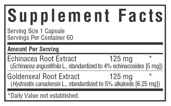 ECHINACEA GOLDENSEAL ROOT EXTRACT 60 VEGETABLE CAPSULES