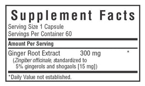 GINGER ROOT EXTRACT 60 VEGETABLE CAPSULES