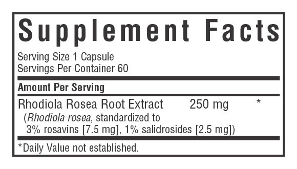 RHODIOLA ROSEA ROOT EXTRACT 60 VEGETABLE CAPSULES
